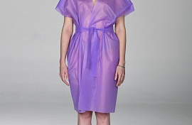 Халат-кимоно из спанбонда без рукавов с поясом, универсальный, сиреневый, 10 шт/упк